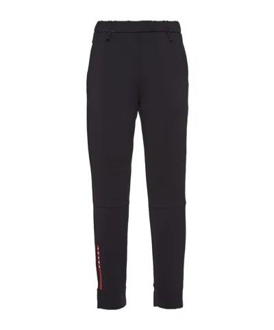 Prada Technical Knit Trousers In Black