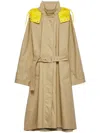 Prada Hooded Technical Poplin Raincoat In Neutrals