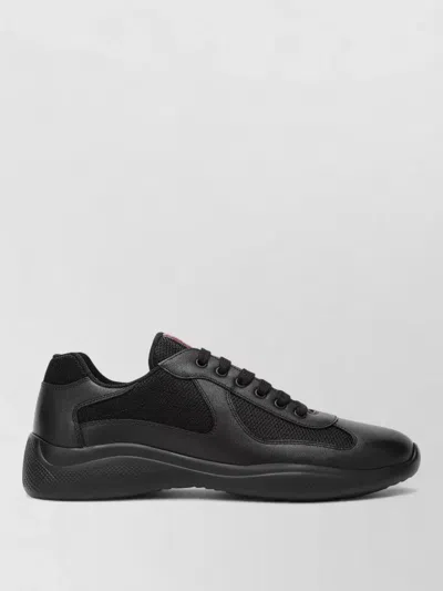 Prada Technical Sneakers Mesh Panels Rubber Sole In Black