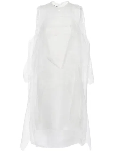 Prada Technical Voile Dress In Bianco