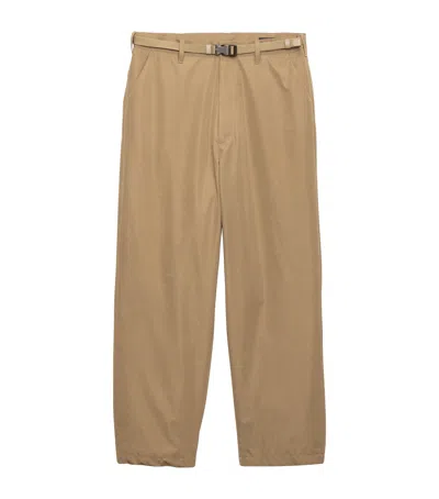 Prada Technical Wide-leg Trousers In Brown