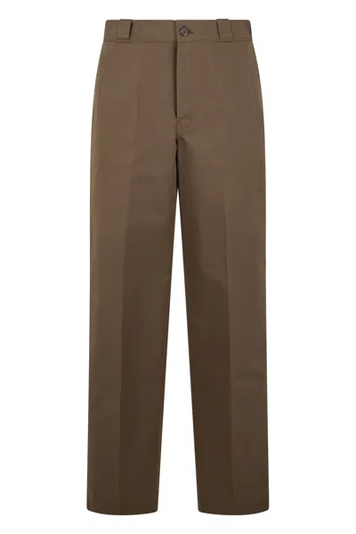 Prada Technical Wide-leg Pants In Canvas In Brown
