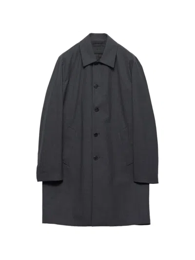 Prada Technical Wool Coat In Gray