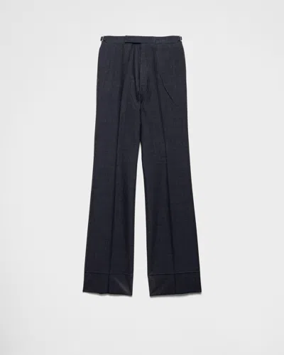 Prada Technical Wool Pants In Blue