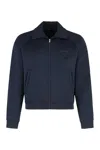 Prada Tech Fabric Sweatshirt With Raglan Sleeves In Blue