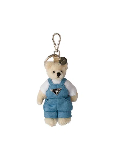 Prada Teddy Bag Charm With Metal Ring In Brown