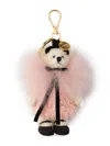 Prada Ines Shearling Bear Bag Charm In Pink