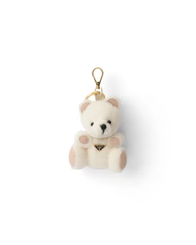 Prada Teddy Bear Key Ring Charm With Metal Ring In Multi