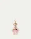 Prada Womens White Teddy Soft Keychain Charm In Multi