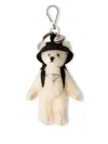 Prada Teddy Bag Charm With Metal Ring In Weiss