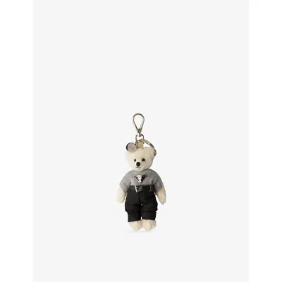 Prada Womens White Teddy Cotton And Mohair-blend Bag Charm