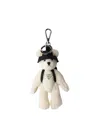 Prada Teddy Keychain Charm In Metallic