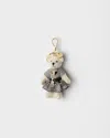 Prada Teddy Bag Charm With Metal Ring In Multi