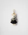 Prada Womens White Teddy Keychain Charm In Weiss
