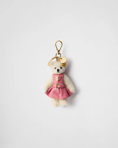 Prada Bear Pendant Key Chain In Weiss