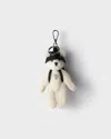 Prada Teddy Keychain Charm In White