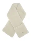Prada Teddy Logo-plaque Scarf In Neutral