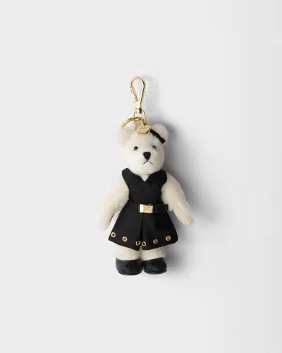 Prada Teddy-schlüsselanhänger-taschenanhänger In Black