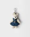Prada Teddy Keychain Charm In White