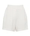 Prada Plush Elastic Waist Shorts In Neutral Color
