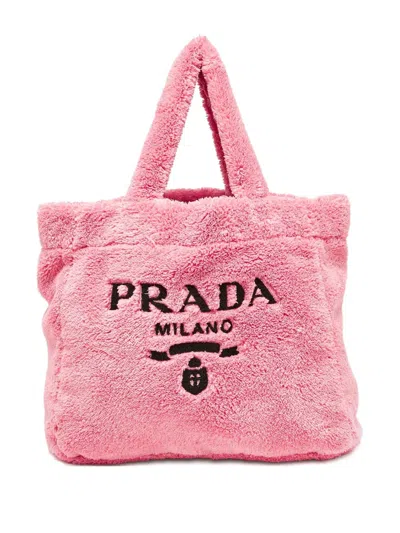 Pre-owned Prada Terry-cloth Logo Tote Bag