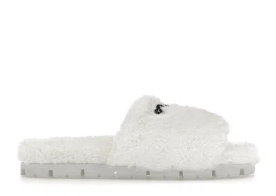 Pre-owned Prada Terry Cloth Slide (women's) Sneakers In White/black