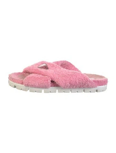 Pre-owned Prada Terry Cloth Slides In Pink