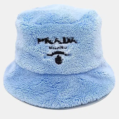 Pre-owned Prada Terry Sky Blue Polyester Bucket Hat (1hc137)