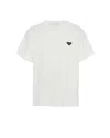 Prada Mens White Terry Logo-plaque Cotton-blend T-shirt In White