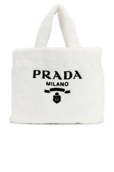 Pre-owned Prada Terry Tote Bag In White