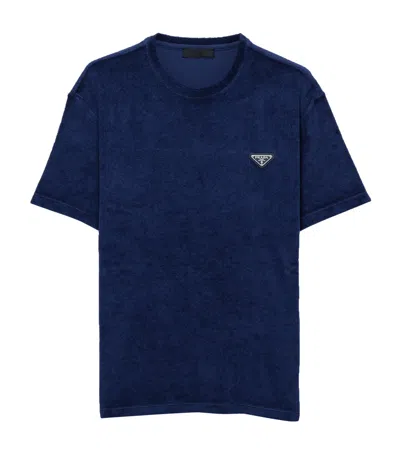 Prada Terry Towelling T-shirt In Blue