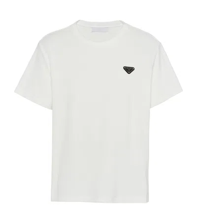 Prada Logo-plaque Cotton T-shirt In White