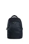 Prada Logo Re-nylon And Saffiano Leather Backpack In Black