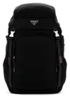 Prada Nylon Backpack With Adjustable Straps And Pockets In Black
