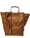 Prada Tessuto & Leather Tote In Brown
