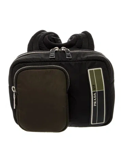 Pre-owned Prada Tessuto Backpack In Black/green