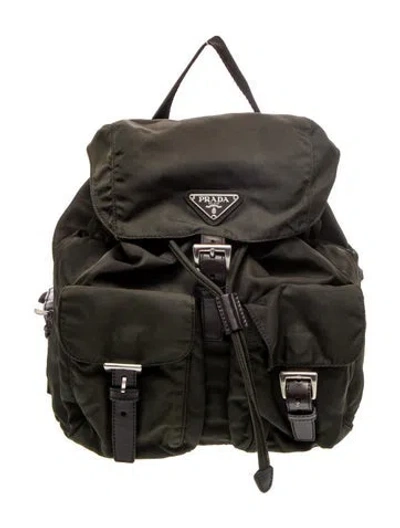 Pre-owned Prada Tessuto Backpack In Green