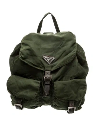 Pre-owned Prada Tessuto Backpack In Green