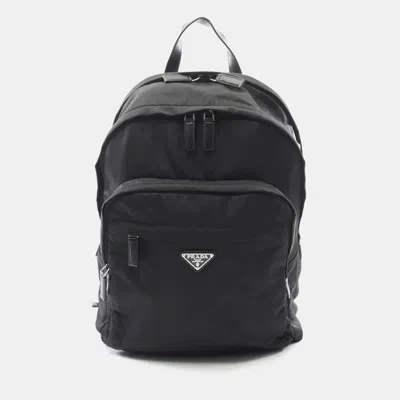Pre-owned Prada Tessuto Backpack Nylon And Saffiano Leather Black