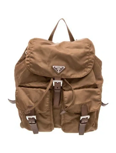 Pre-owned Prada Tessuto Backpack Small In Brown