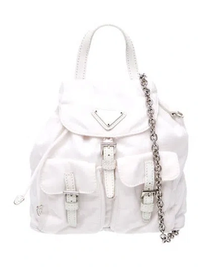 Pre-owned Prada Tessuto Backpack In White