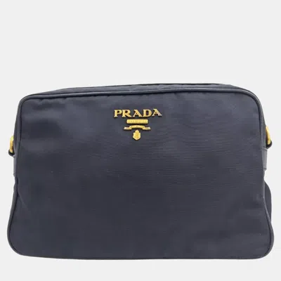 Pre-owned Prada Tessuto Bandoliera Navy Nylon Camera Bag In Blue