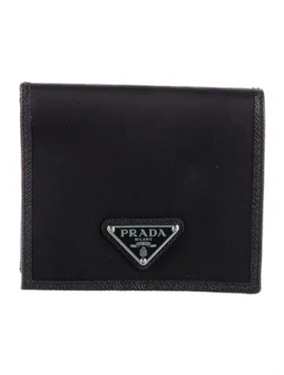 Pre-owned Prada Tessuto Bifold Wallet In Black