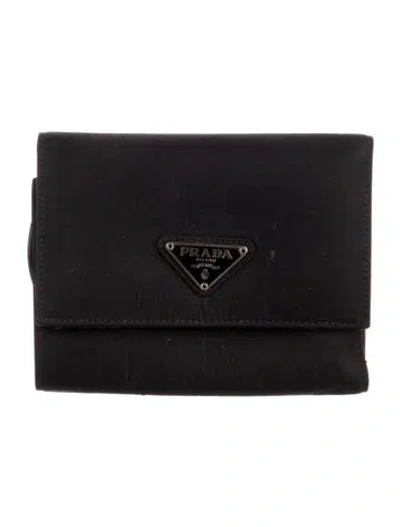 Pre-owned Prada Tessuto Bifold Wallet In Black