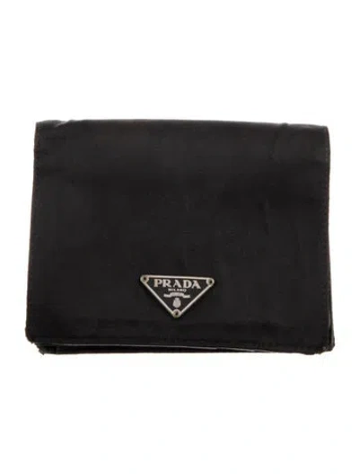 Pre-owned Prada Tessuto Bifold Wallet In Black
