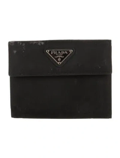 Pre-owned Prada Tessuto Bifold Wallet In Black