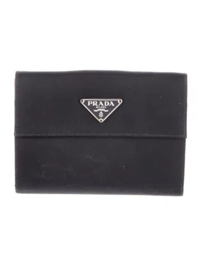 Pre-owned Prada Tessuto Bifold Wallet In Black