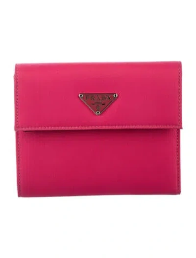 Pre-owned Prada Tessuto Bifold Wallet In Pink