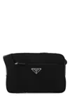 Prada Nylon Rectangular Shoulder Bag With Adjustable Strap In Black