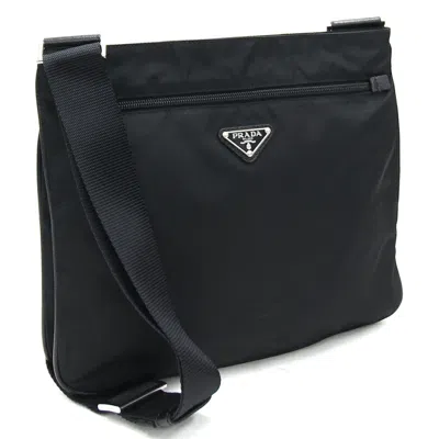 Prada Tessuto Black Synthetic Shoulder Bag () In Brown